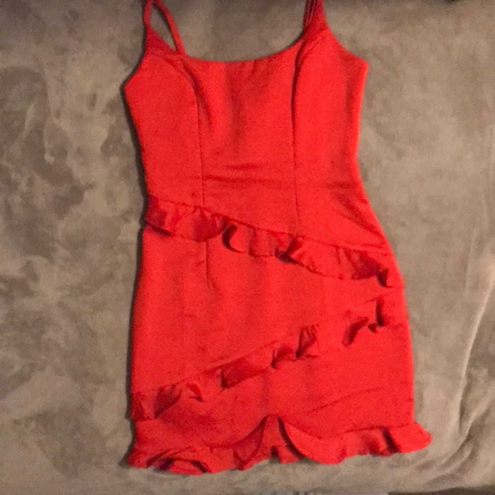 Ruffled Mini Red Dress
